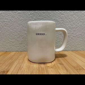 Rae Dunn GRRR. Mug, cream/purple